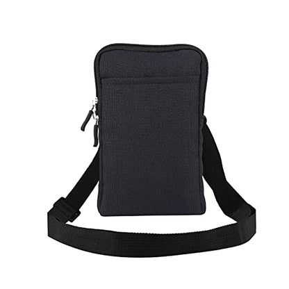 QBYVQQN Cell Phone Waist Belt Holster Mens, Waterproof Zipper Crossbody Smartphone Shoulder Messenger Bag Wallet Sling Bag - color: Black, size: 7.2 INCH