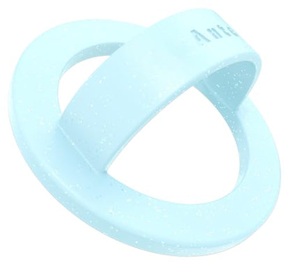 Anteel Magnetic Silicone Ring Grip Phone Holder, Strong Magnetic Attraction, Comfy and Portable, Removable Finger Loop Grip for Magsafe Phone Case (Blue Glitter) - color: Blue Glitter