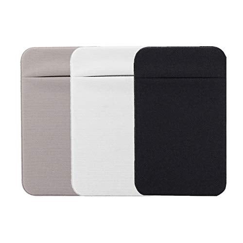 Slim Credit Card Holder for Back of Cell Phone, Stretchy Ultra Lycra 3M Self Adhesive Phone Pocket Stick On Wallet for ID Credit Card Pocket for iPhone Android Galaxy (Gray+White+Black) - color: Gray+White+Black