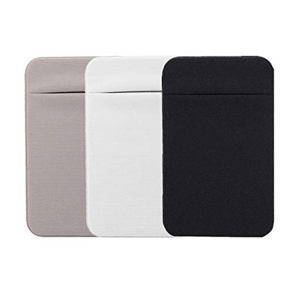 Slim Credit Card Holder for Back of Cell Phone, Stretchy Ultra Lycra 3M Self Adhesive Phone Pocket Stick On Wallet for ID Credit Card Pocket for iPhone Android Galaxy (Gray+White+Black) - color: Gray+White+Black