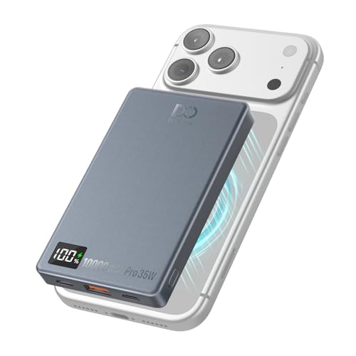 Magnetic Power Bank 10000mAh, PD 35W Fast Charging Portable Charger, Gray - color: Gray Blue
