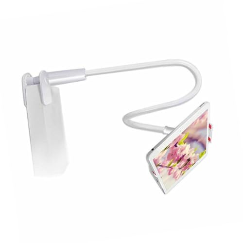 ZJchao White Bedside Phone Mount with Ultra Flexible Gooseneck 360 Clamp Stand for Desk Bed Non Slip Cell Holder Compatible - color: White