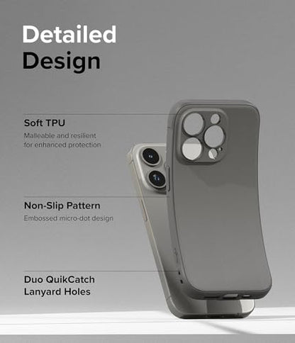 Ringke Onyx for iPhone 15 Pro Case, [Feels Good in The Hand] Oil & Dirt Resistant, Individual Lens Covers for Cameras, Non-Slip Enhanced Grip Lightweight Cover - Gray | Anti-Fingerprint Texture, Slim & Lightweight, Full-Coverage Camera Protection, Non-Sli