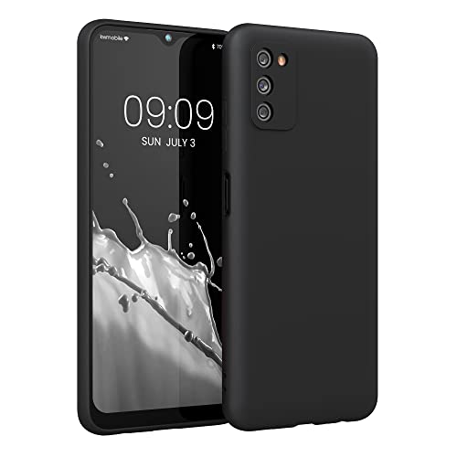 kwmobile Case Compatible with Samsung Galaxy A03s Case - Soft Slim Protective TPU Silicone Cover - Black Matte - color: black matte