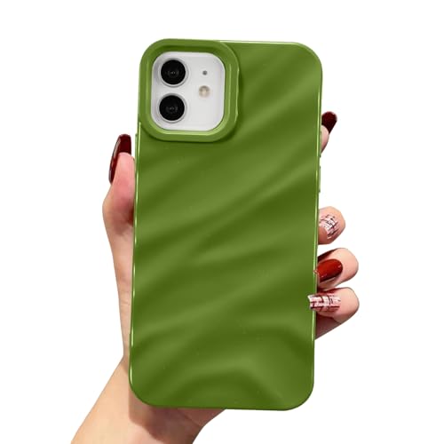 QLTYPRI Compatible with iPhone 11 Case, Cute Wave Water Ripple Pattern Case for Girls Women, Slim Satin Glossy Soft Silicone TPU Bumper Shockproof Protective Phone Cover for iPhone 11 - Green - color: Green, size: iPhone 11