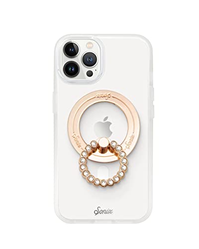 Sonix Magnetic Phone Grip and Phone Ring Holder - Compatible with MagSafe - Rotatable Kickstand and Phone Holder for iPhone 17, 16, 15, 14, 13, 12 Series - Gold/Clear Rhinestone - color: Gold / Clear Rhinestone