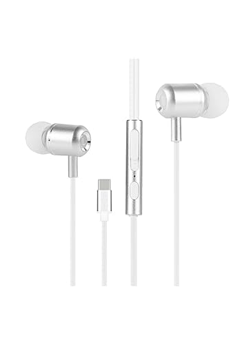 TRON Wired Headphone with Aux & Type-C & L Connector, Microphone, Noise-Isolating, (Earbuds with USB-C and Mic- Carrying case Included TR72) - style: Earbuds with USB-C and Mic- carrying case included TR72