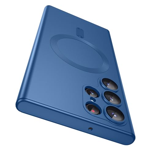 MAKAVO Matte for Samsung Galaxy S22 Ultra Case, Compatible with MagSafe, Slim Thin Magnetic Cover with Built-in Camera Lens Protector Shockproof Phone Shell (Blue) - color: Blue, size: for S22 Ultra