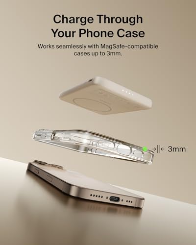Belkin 5K 7.5W Ultra-Slim Portable Power Bank, Supports MagSafe Accessories - color: Sand