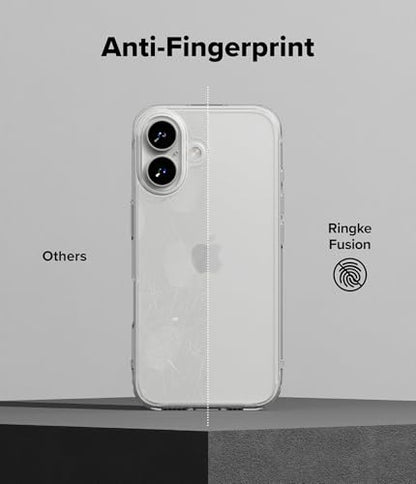 Ringke for iPhone 16 Case [Fusion Matte Clear] | Oil & Dirt Resistant, Anti-Fingerprint Technology Prevents Oily Smudges, Frosted Coating Feels Velvety Soft - size: iPhone 16
