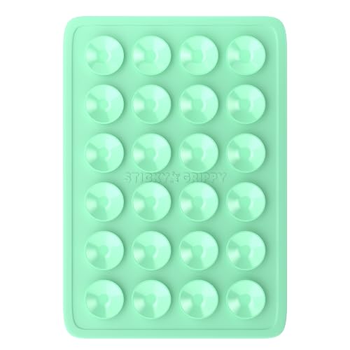 StickyGrippy Suction Phone Case Mount, Sillicon Adhesive Phone Accessory for iPhone and Android, Hands-Free Strong Grip Mirror Shower Phone Holder, Tiktok Videos and Selfies (Mint) - color: Mint