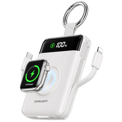 5000mAh Portable Charger w/Display,20W Power Bank&iWatch Charger - color: White, size: 5000mAh