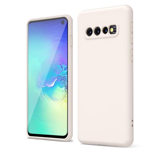 oakxco for Samsung Galaxy S10 Plus Phone Case Liquid Silicone, Cute Thin Slim Soft Rubber TPU Plain Smooth Gel Cover for Women Girl Aesthetic, Matte Solid Protective & Shockproof, Beige Stone - color: Beige, size: S10 Plus