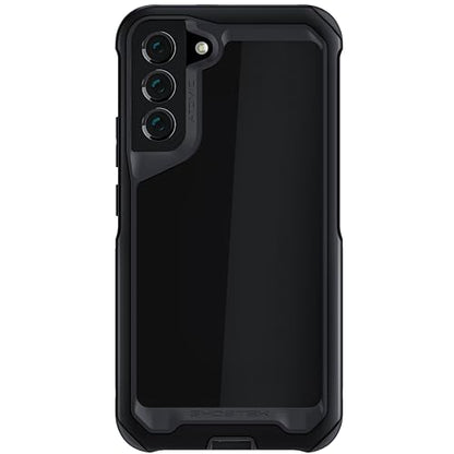 Ghostek ATOMIC slim S22+ Plus Case with Crystal Clear Back and Aluminum Metal Bumper Heavy Duty Protection Wireless Charging Compatible Designed for 2022 Samsung Galaxy S22+ Plus 5G (6.6 Inch) (Black) - color: Black, size: Galaxy S22 Plus