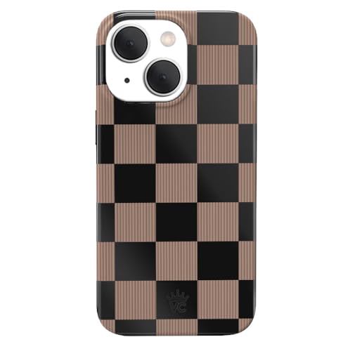 VELVET CAVIAR Checkered Phone Case for iPhone 15 - Compatible with MagSafe - 10ft Drop Tested - Cute Protective Cover for Women - Mocha Brown Black - color: Mocha Vibe Checkered, size: 15