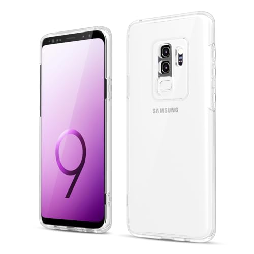 oakxco for Samsung Galaxy S9 Plus Phone Case Liquid Silicone Grip, Cute Thin Slim Soft Rubber TPU Plain Smooth Gel Cover for Women Girl Aesthetic Design, Matte Solid Protective & Shockproof, Clear - color: Clear, size: S9 Plus
