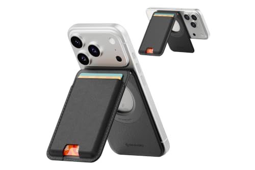 Sinjimoru Magnetic Wallet Stand for MagSafe, 3-Card Holder, Black - color: Black