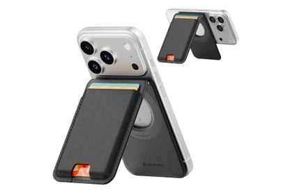 Sinjimoru Magnetic Wallet Stand for MagSafe, 3-Card Holder, Black - color: Black