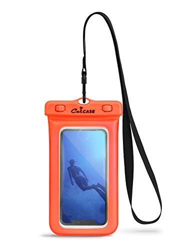 CaliCase Universal Waterproof Floating Phone Pouch - IPX8 Waterproof Floating Phone Case with Lanyard for iPhone X-15/ S20-S24/ Pixel 4-8 - Orange - color: Orange
