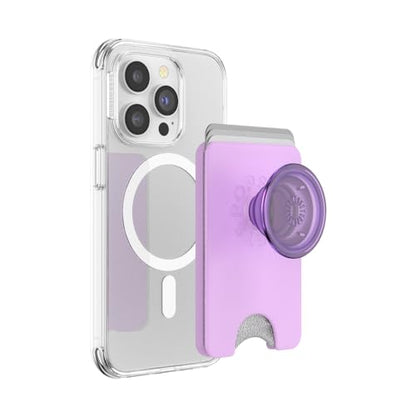 PopSockets Phone Wallet with Expanding Grip and Adapter Ring for MagSafe, Phone Card Holder, Wireless Charging Compatible, Wallet Compatible with MagSafe - Lavender - color: Lavender, style: MagSafe