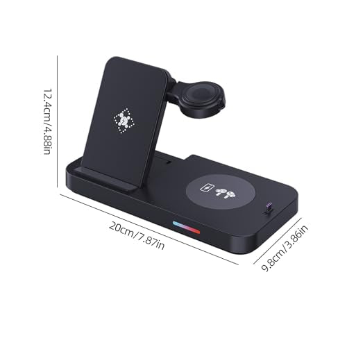 3 in 1 Foldable Wireless Charging Stand, Dual Coils Fast Charging Station, LED Indicator, 80% High Conversion, Safe Charging for Phone, Watch, Earbuds