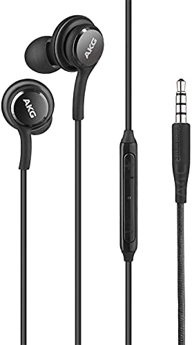 Samsung AKG Wired Earbuds Original 3.5mm in-Ear Earbud Headphones with Remote & Microphone for Music, Phone Calls, Work - Noise Isolating Deep Bass, Includes Velvet Carrying Pouch - Black