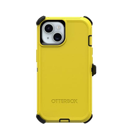 OtterBox iPhone 15, iPhone 14, & iPhone 13 (Only) Defender Series Screenless Case - Night Reverse (Yellow & Black) - Rugged & Durable, with Port Protection, Holster Clip Includes, Non-Retail Packaging - color: Night Reverse (Yellow & Black), style: Non-Ma