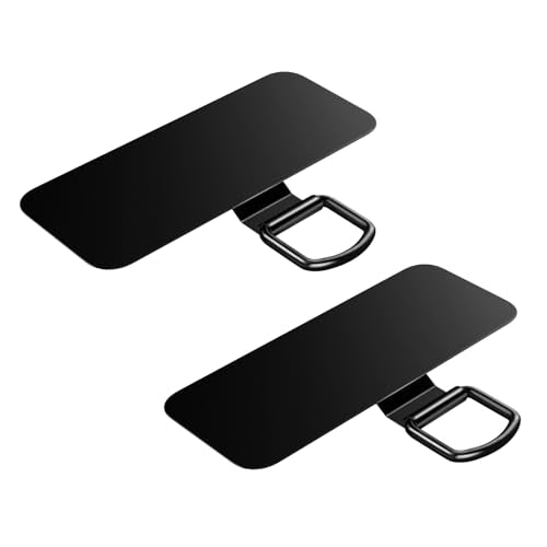Dadanism Phone Tether Tab 2 Pack, Ultra-Thin Stainless Steel Lanyard Patch - color: Black, style: Style B - 2 Pack