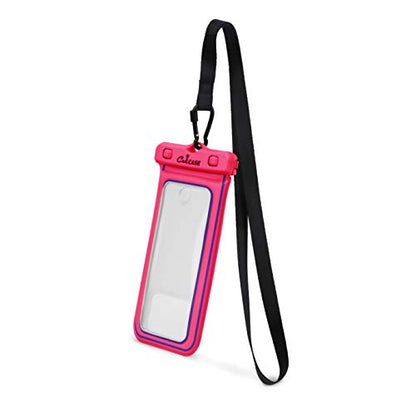 CaliCase Premium Universal Waterproof Floating Phone Pouch - IPX8 Waterproof Floating Phone Case with Lanyard for iPhone and Android - Pink Glow in the Dark