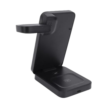 Yunseity Wireless Charging Station, 3 in 1 Foldable, 15W Fast Wireless Charger for Phone Watch Earbuds, Travel Charging Stand