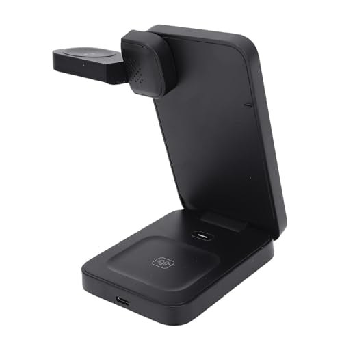 Yunseity Wireless Charging Station, 3 in 1 Foldable, 15W Fast Wireless Charger for Phone Watch Earbuds, Travel Charging Stand