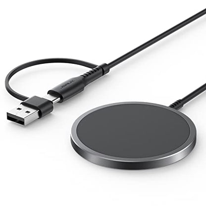 JSAUX Magnetic Wireless Charger Compatible with MagSafe Charger/iPhone 16/16 Pro/16 Plus/16 Pro Max/iPhone 15 Pro Max Plus/iPhone 14 13 12 Series, Wireless Mag Safe Charging Pad, Mag Charger (Black) | For 15W MagSafe iPhone 17 Air Pro Max/16/15/14/13/12 S