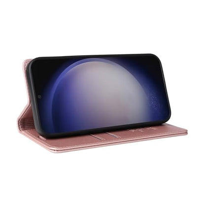 Compatible with Samsung Galaxy S24 Wallet Case PU Leather Flip Folio Case with Card Holder Magnetic Closure Shockproof Protective Phone Cover Rose Gold - color: Rose Gold, size: Samsung S24