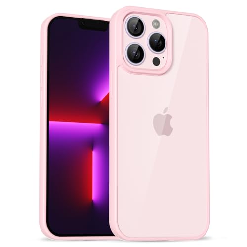 for iPhone 13 Pro Case Clear, Cute Transparent 13 Pro Phone Case Hard Shell & Soft Silicone Bumper & Clear Back, Acrylic Plastic TPU Non Yellowing Phone Cover for Women, Light Pink - color: Light Pink, size: 13 Pro