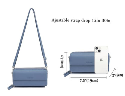 RFID Crossbody Wallet Wristlet Purse with Phone Pocket For Women Vegan Leather - color: Ch-retro Blue