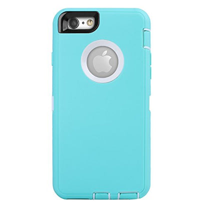 AICase iPhone 6 Case, iPhone 6S Case [Heavy Duty] Built-in Screen Protector Tough 3 in 1 Rugged Shorkproof Cover for Apple iPhone 6/6S (White/Light Blue) - color: White/Light Blue