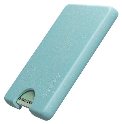 Casely MagWallet | Aquamarine | Ocean Blue Shimmer | Slim Wallet Card Holder | Compatible with MagSafe | Soft-Touch Hard Silicone | Holds Up to 3 Cards - color: Aquamarine | Ocean Blue Shimmer Glitter
