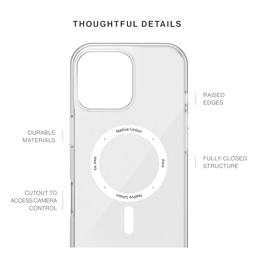 Native Union (Re Clear Case – Transparent Anti-Yellowing Case – MagSafe Compatible with Built-in Magnets – Recycled Materials – Ultra-Durable with Military Grade Drop Protection for iPhone 16 Pro Max - size: iPhone 16 Pro Max