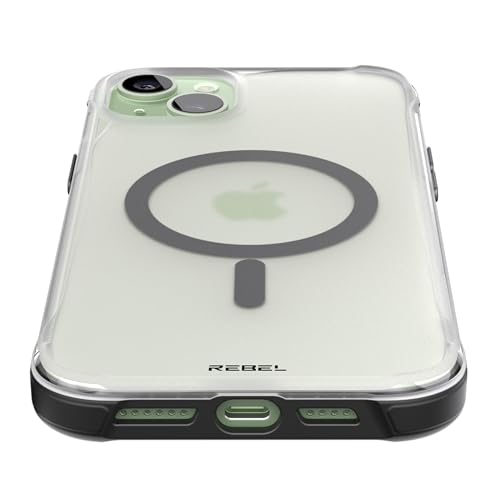 REBEL Clear Case for iPhone 15 Plus [Frosted Series Gen-4] Compatible with Magsafe, Translucent Matte Texture, Protective Shockproof Bumpers, Metal Buttons, 6.7 Inch 2023 Phone Cover (Frosted Black) - color: Frosted Black, size: iPhone 15 Plus