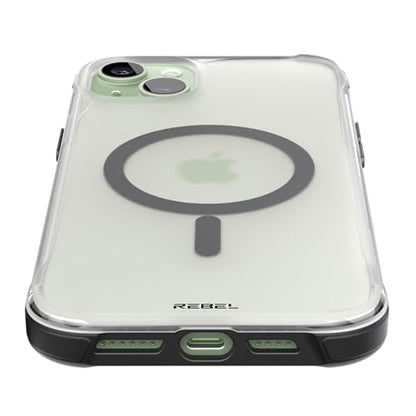 REBEL Clear Case for iPhone 15 Plus [Frosted Series Gen-4] Compatible with Magsafe, Translucent Matte Texture, Protective Shockproof Bumpers, Metal Buttons, 6.7 Inch 2023 Phone Cover (Frosted Black) - color: Frosted Black, size: iPhone 15 Plus