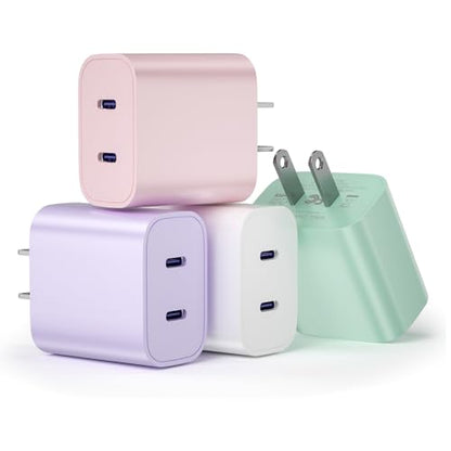 USB C Charger Block for iPhone 17 16 15 Fast Charger Block, (4-Pack) - color: /Green/Purple/Pink/White