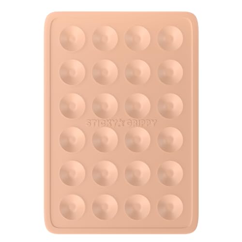 StickyGrippy Suction Phone Case Mount, Sillicon Adhesive Phone Accessory for iPhone and Android, Hands-Free Strong Grip Mirror Shower Phone Holder, Tiktok Videos and Selfies (Beige) - color: Beige