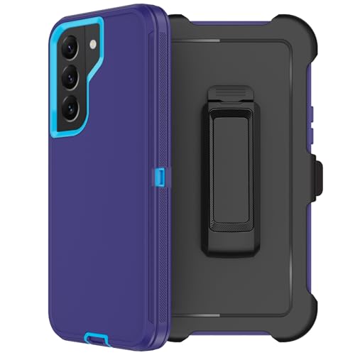 for Samsung Galaxy S22 Plus Case with Belt Clip Holster, 2X Screen Protector, [Military Grade Protection] Heavy Duty Full Body Shockproof Rugged Protective Cover for Samsung S22 Plus 5G Blue - color: Blue