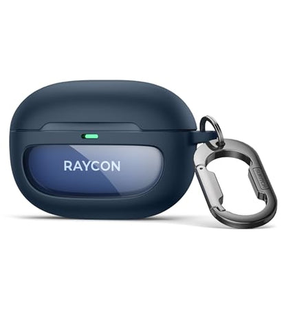 SURITCH Case for Raycon Everyday Earbuds (2024 Edition), Shockproof Magnetic Case for Raycon Bluetooth True Wireless in-Ear Buds Headphones, Protective Cover with Magnetic Lid Lock & Carabiner, Navy - color: Navy