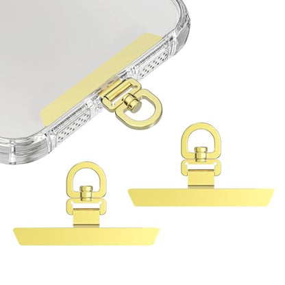 2 Pack Stainless Steel Phone Tether Tabs - Metal Lanyard Patches for phone cases, Phone Lanyard Tab - color: Gold