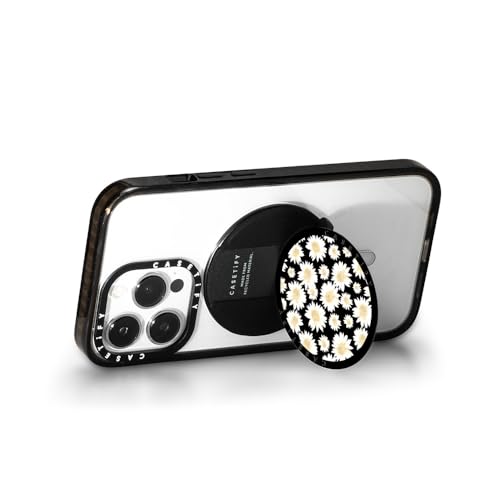 CASETiFY Snappy Grip Stand Compatible with Magsafe - White Daisies - color: White daisies pattern on black