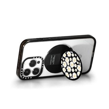 CASETiFY Snappy Grip Stand Compatible with Magsafe - White Daisies - color: White daisies pattern on black