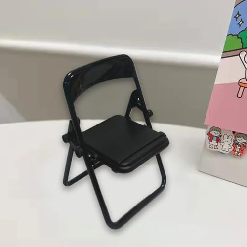 Jowxsx 2 Pcs Black Folding Chair Phone Stand,Folding Chair Phone Holder,Mini Folding Chair Cell Phone Stand Holder,Foldable Chair Shape Universal Mobile Multi-Angle Cradle for Desk, Cell Phone Stands