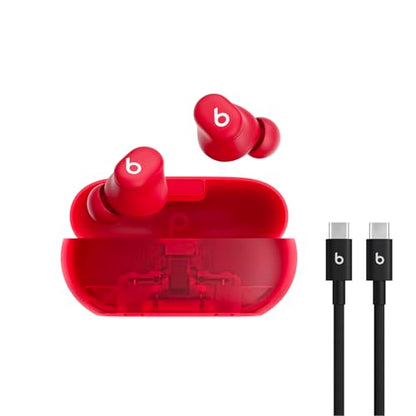 Beats Solo Buds - Wireless Bluetooth Earbuds with USB-C Charging Cables (1.5) - Transparent Red - color: Transparent Red, style: Solo Buds & Cable