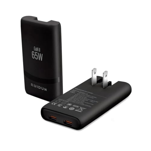 65W GaN USB C Charger,Dual-Port Fast Wall Charger,PD 3.0 & QC 4.0,Foldable Plug for MacBook Pro/Air, iPhone 15, iPad Pro, Galaxy S24, Steam Deck & More (Black-2C) - color: Black-2C